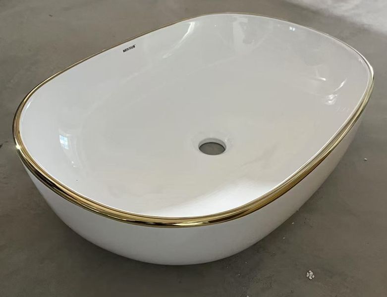 Раковина накладная Mixxus Premium ELLIPSE-0105 EDGE GOLD 600х400х150mm (MP6564) MP6564 фото