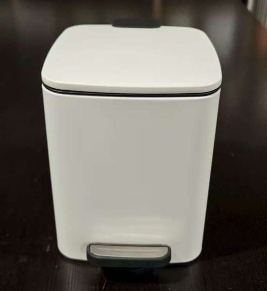 Відро для сміття з плавним закриттям квадратне ZERIX KUBIX-TC0106 WHITE 6 л (колір білий) (ZX6109) ZX6109 фото
