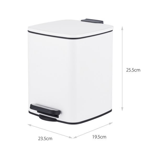 Відро для сміття з плавним закриттям квадратне ZERIX KUBIX-TC0106 WHITE 6 л (колір білий) (ZX6109) ZX6109 фото