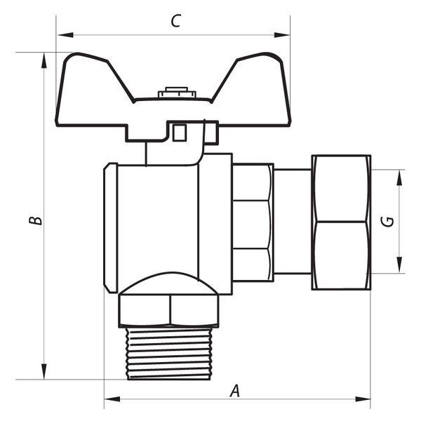 Кран шаровый с накидной гайкой угловой 3/4 ГШБ (NF.841) Nolf (NF2960) NF2960 фото