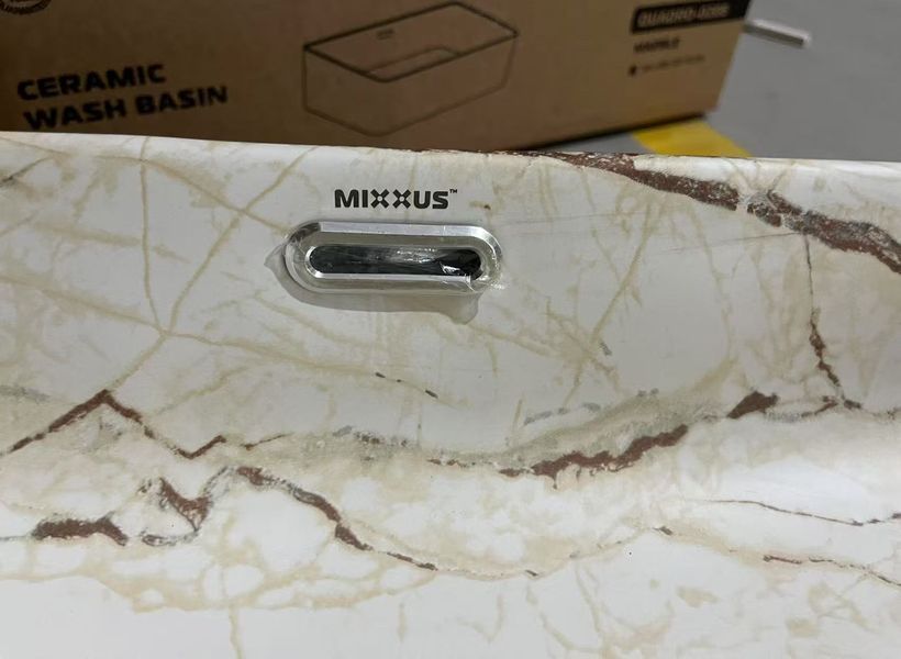 Раковина накладна Mixxus Premium QUADRO-0208 MARBLE 480х315х140mm з переливом (MP6518) MP6518 фото