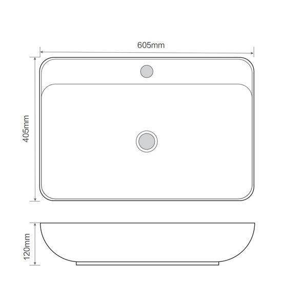 Раковина накладна Mixxus Premium BEVEL-0203 600х405х120mm з отвором під змішувач (MP6513) MP6513 фото