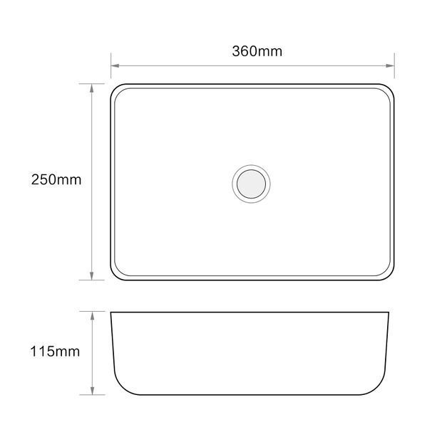 Раковина накладная Mixxus Premium DIVERSE-0103 360х250х115mm (MP6539) MP6539 фото