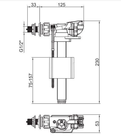Арматура наполнительная Koer KT-0105-1/2" с боковым подвед., латунная резьба. 1/2" (KR5610) KR5610 фото