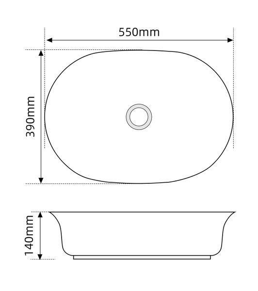 Раковина накладна Mixxus Premium ELLIPSE-0103 550х390х140mm (MP6553) MP6553 фото