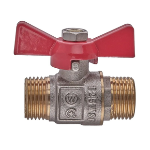 Кран кульовий ШШМ, ручка "метелик" червона Waterpro WP608-15MMW - 1/2" MMW (WP2916) WP2916 фото
