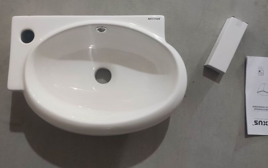 Раковина підвісна Mixxus Premium DIVERSE-1201-R 400х215х140mm з отвором під змішувач та перелив MP6506 фото