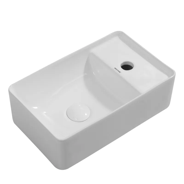 Раковина підвісна Mixxus Premium QUADRO-1201-L 430х265х135mm з отвором під змішувач та перелив MP6505 фото